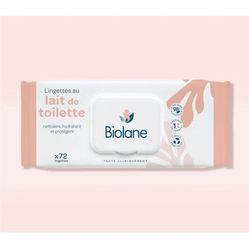 Lingettes au lait de toilette Biolane (72 unités)