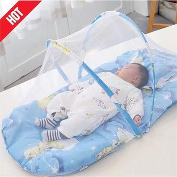 Lit de Bébé Pliable avec Moustiquaire et Coussin d'Oreiller (Disponible en rose)