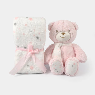 Coffret cadeau – Plaid bébé + peluche doudou
